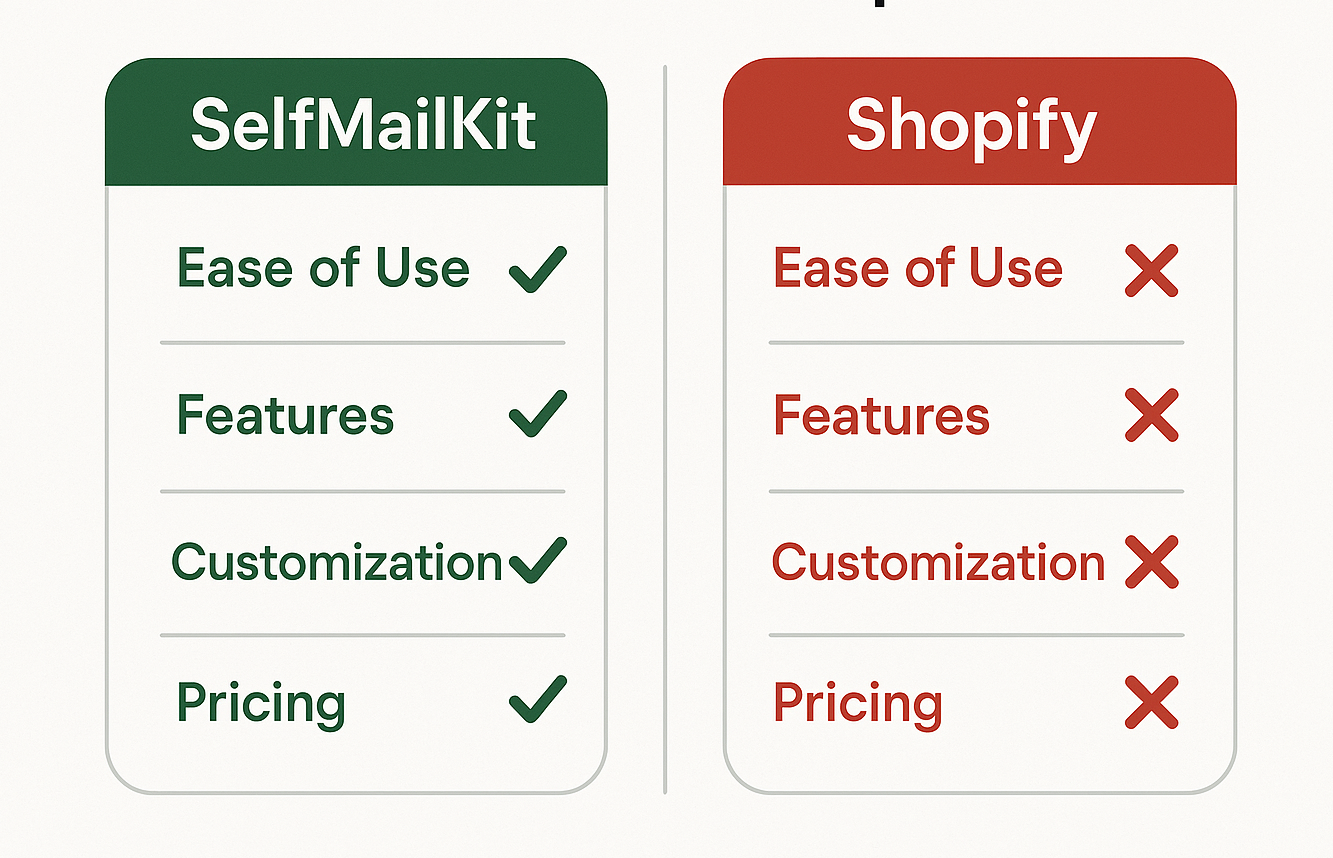 Cover Image for SelfMailKit vs. Shopify Email comparison (June 2025)