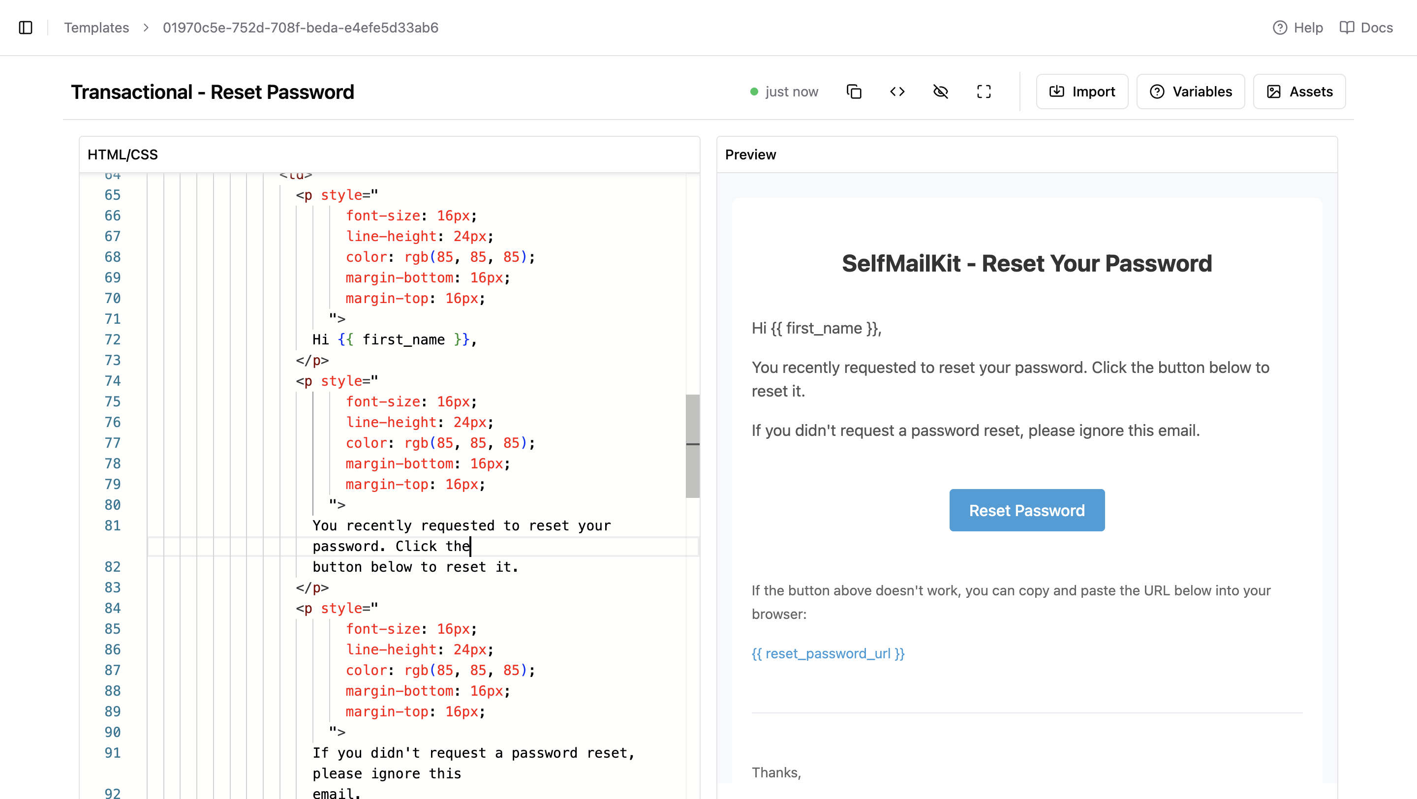 SelfMailKit HTML/CSS Code Editor