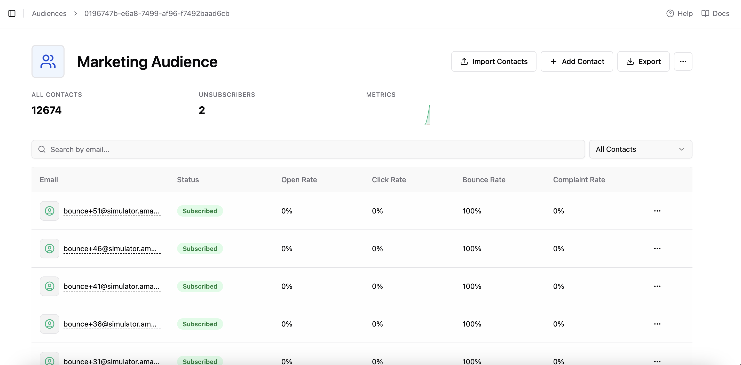 SelfMailKit Contact Management with Metrics